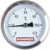 ROMMER Термометр биметаллический 63 мм 120 градусов с погружной гильзой 75 мм 1/2 — фото, характеристики, купить в ELISTA-CLIMBO