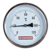 ROMMER Термометр биметаллический 100 мм 120 градусов с погружной гильзой 100 мм 1/2 — фото, характеристики, купить в ELISTA-CLIMBO