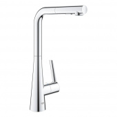 Смеситель для кухни GROHE Zedra с выдвижной лейкой, L-образный излив с 2 режимами струи, хром (32553002) — фото, характеристики, купить в ELISTA-CLIMBO