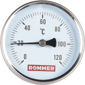 ROMMER Термометр биметаллический 80 мм 120 градусов с погружной гильзой 75 мм 1/2 — фото, характеристики, купить в ELISTA-CLIMBO