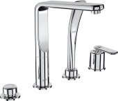 Смеситель для ванны GROHE Veris с душевым гарнитуром (на бортик ванны), 4 отверстия, 19373000 — фото, характеристики, купить в ELISTA-CLIMBO