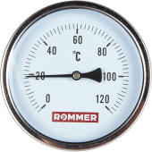 ROMMER Термометр биметаллический 100 мм 120 градусов с погружной гильзой 75 мм 1/2 — фото, характеристики, купить в ELISTA-CLIMBO