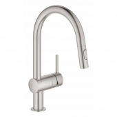 Смеситель для кухни GROHE Minta с выдвижным изливом, суперсталь (32321DC2) — фото, характеристики, купить в ELISTA-CLIMBO