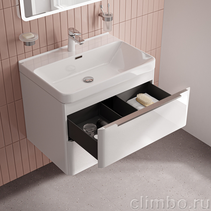 Тумба с умывальником, подвесная, 70 см, белый, Клауд Икс (Cloud X), IDDIS, CLX70W0i95K подходит умыв. 0177000i28 — фото, детали конструкции