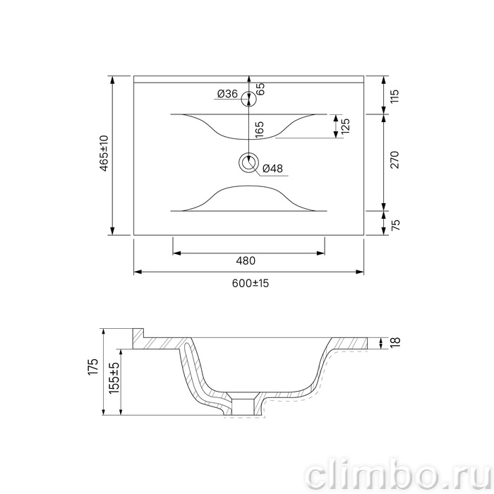 Тумба с умывальником, напольная, 60 см, синий, Oxford, IDDIS — фото товара