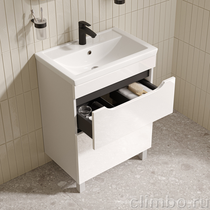 Тумба напольная, 60 см, белый, Рэй (Ray), IDDIS, RAY60WFi95 подходит умыв. 4076000i28 — фото, детали конструкции