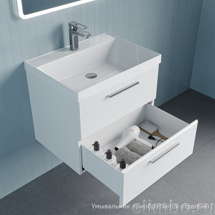 Тумба подвесная, 60 см, белый, Слайд Икс (Slide X), IDDIS, SLX60W0i95 подходит умыв. 4516000i28 — фото, детали конструкции