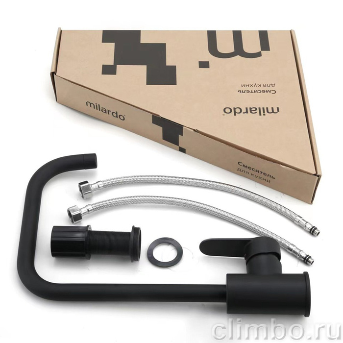 Смеситель для кухни, черный матовый, Poli, Milardo, POLBLL0M05 — фото товара