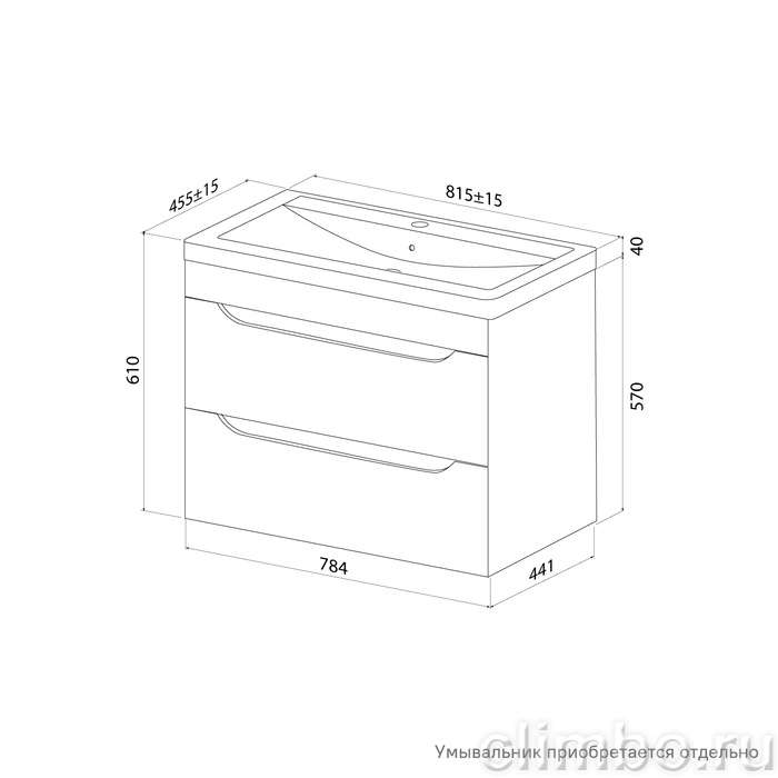Тумба подвесная, 80 см, белый, Рэй (Ray), IDDIS, RAY80W0i95 подходит умыв. 4078000i28 — фото, детали конструкции