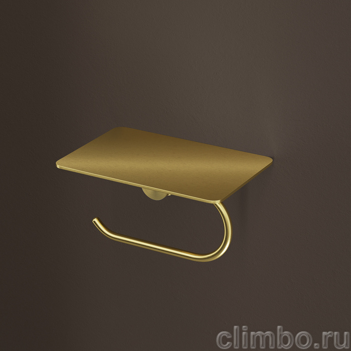 Бумагодержатель с полкой, нержавеющая сталь, Дюна (Duna), золото матовое, IDDIS, DUNMGC0i43 — фото, детали конструкции