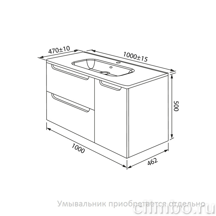 Тумба подвесная, белый, 100 см, Edifice, IDDIS, EDI10W1i95. Подходит умывальник 0101000i28 — фото товара