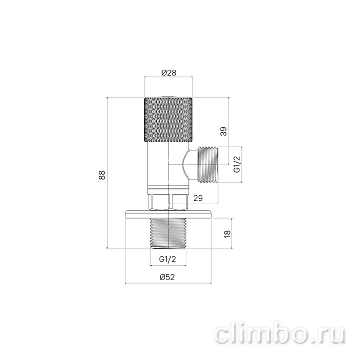 Кран угловой, с отражателем, 1/2; 1/2, кран-букса, латунь, хром, IDDIS, 910B0A6C2SBZ — фото, детали конструкции