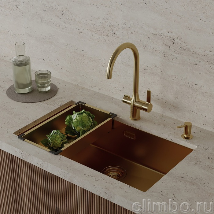 Коландер, нерж. сталь, матовое золото, 426*231, Китчен Лайн (Kitchen Line), IDDIS, KOL23MGi59 — фото, детали конструкции