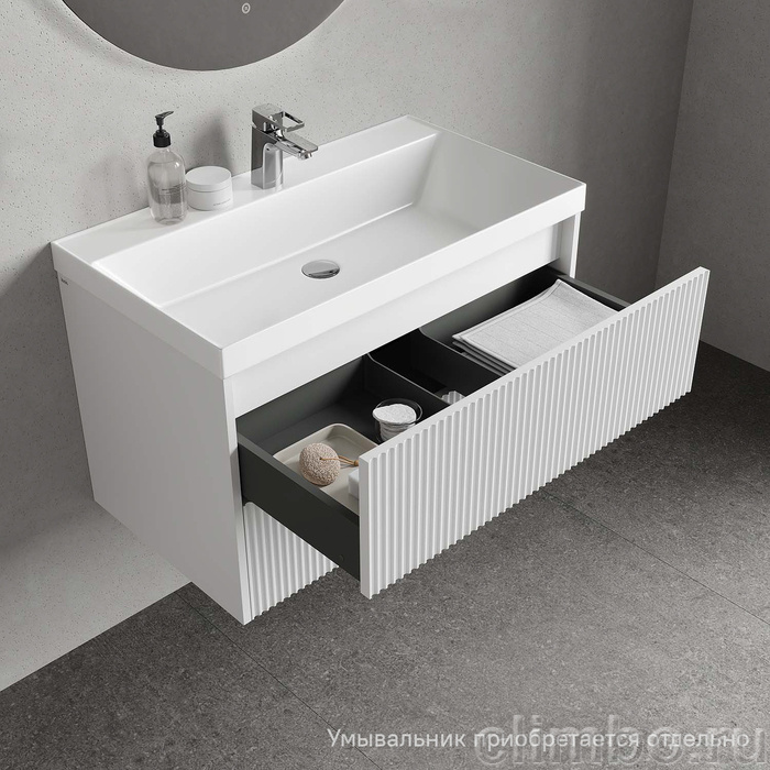 Тумба подвесная, 80 см, белый, Билд (Bild) 2.0, IDDIS, BIL80W1i95 подходит умыв. 4518000i28 — фото, детали конструкции